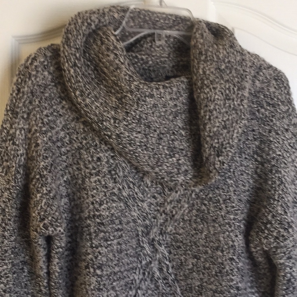 Black and tan Cowell neck sweater